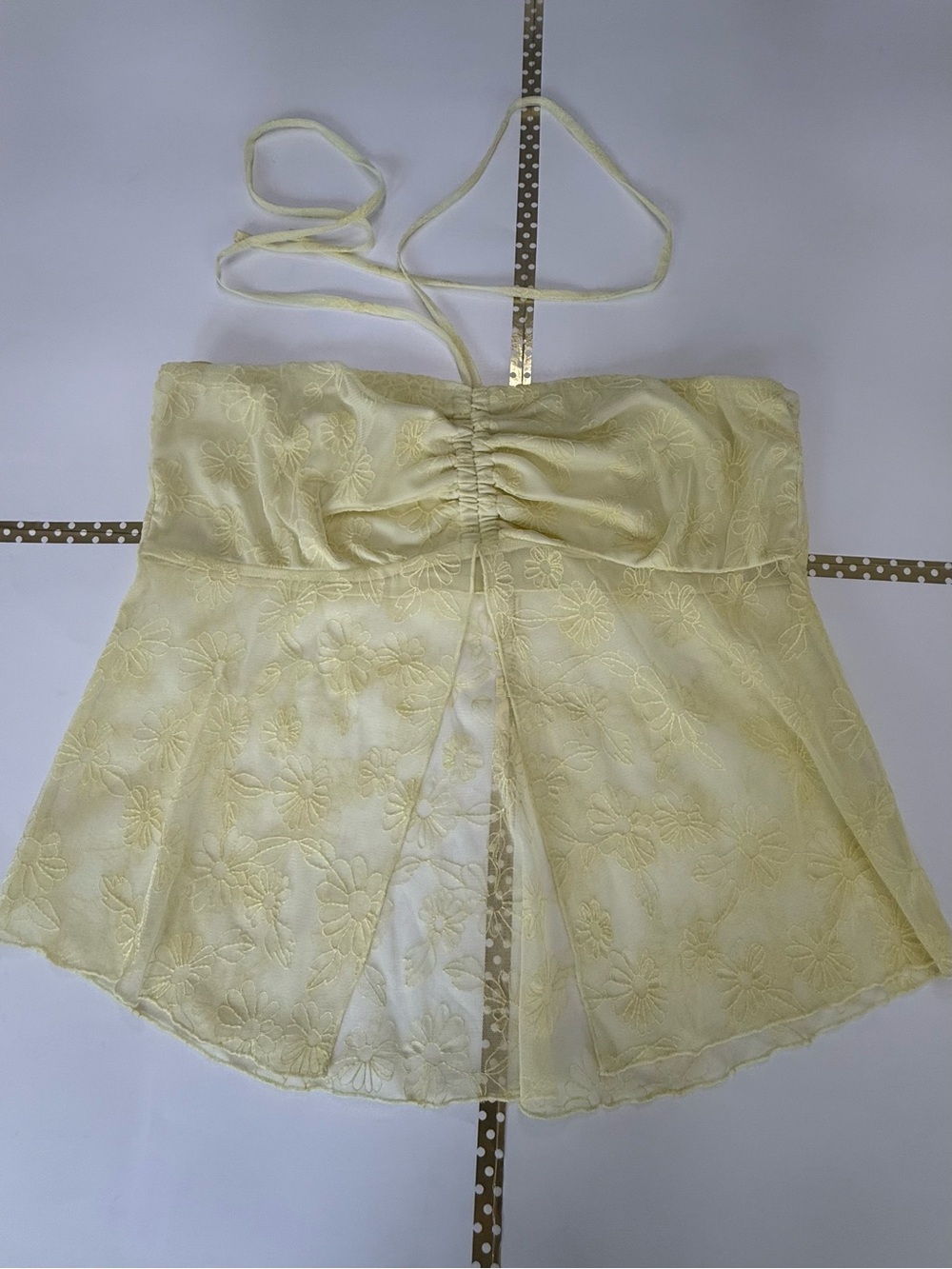 love on a hanger Pale Yellow Floral Lace Strapless Camisole